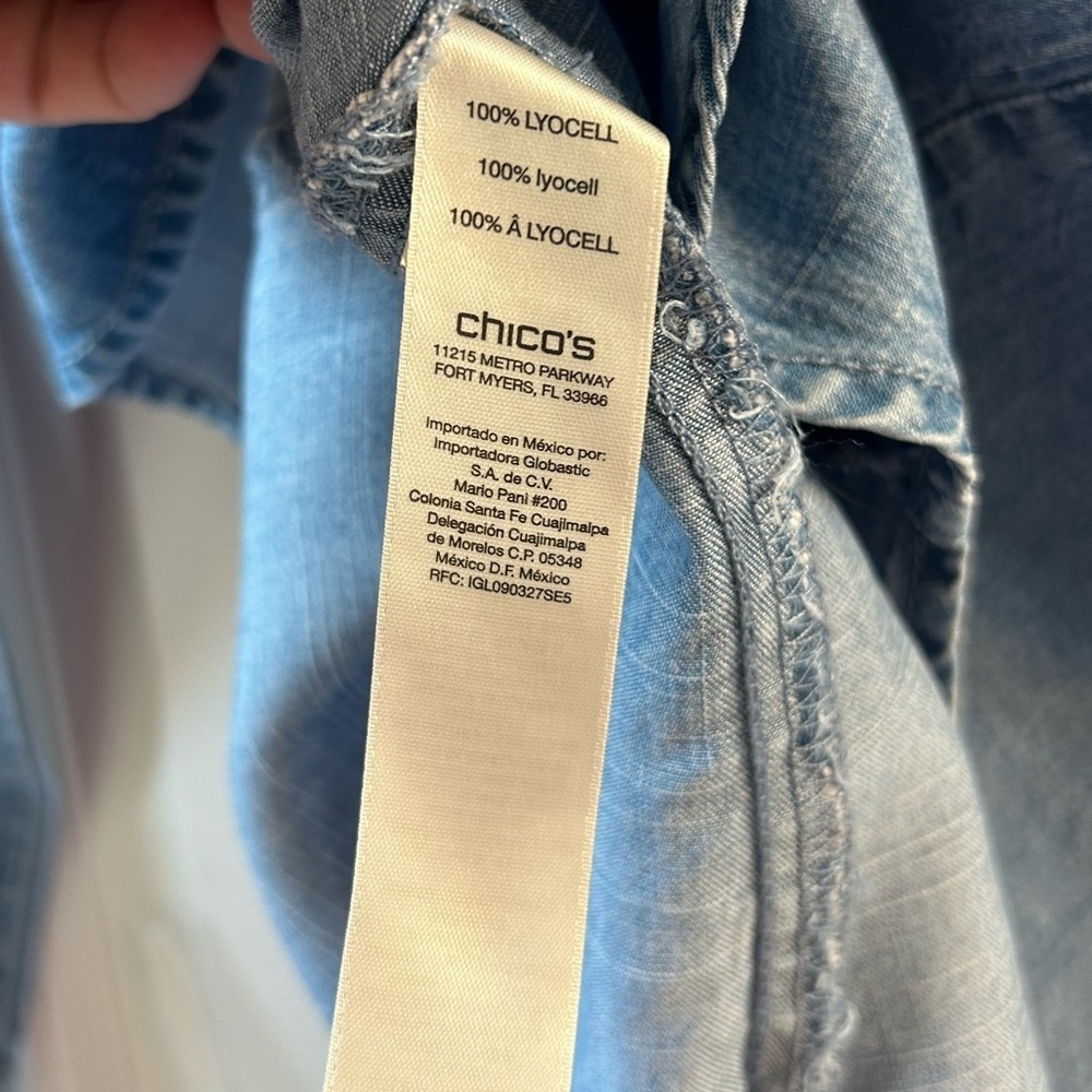 NWT Chicos Blue Denim Shirt - Picture 6 of 6